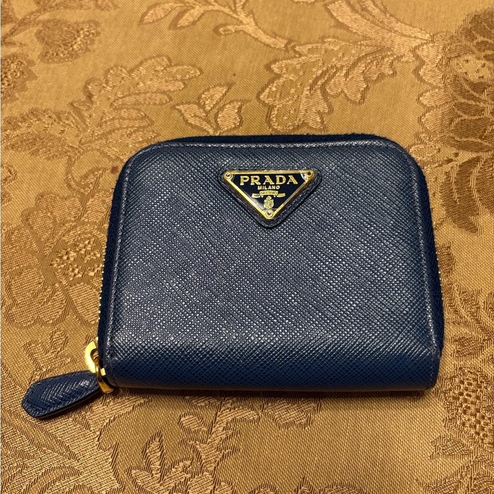 Prada Blue Saffiano Coin Purse
